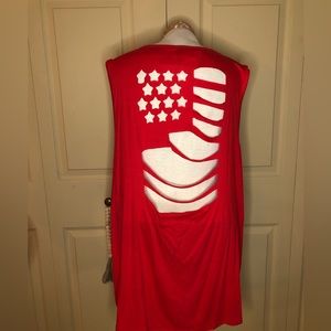 Women’s 2X red tank top with flag cutout detailing